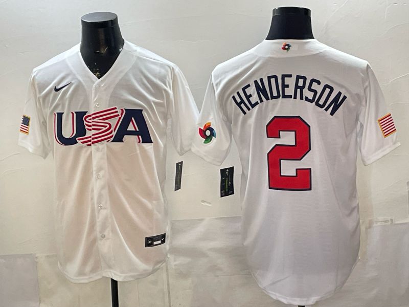 Men 2026 World Cub USA #2 Henderson White Nike MLB Jersey style 003